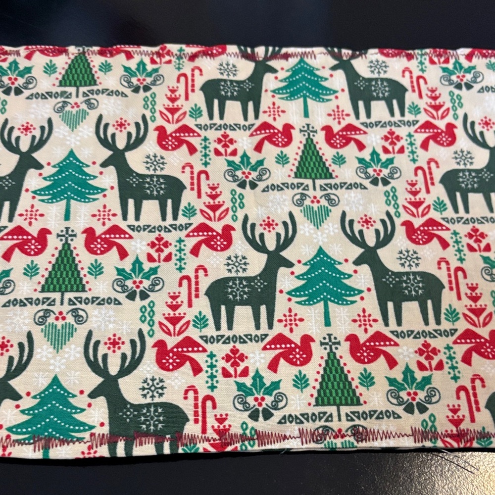 Festive Holiday Table Runner with Reindeer and Trees